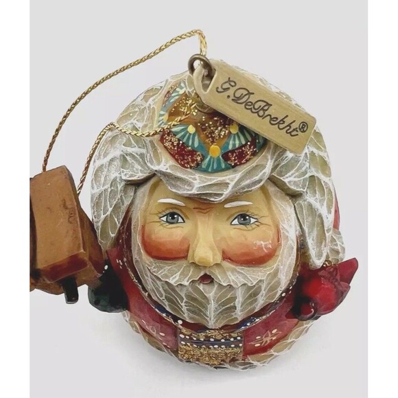 G. DEBREKHT Santa Claus Ornament Polystone Birdhouse Cardinal Bird Christmas 3" - Picture 2 of 8